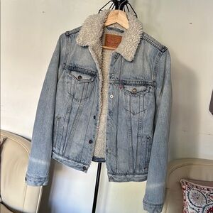 Levi's Light Blue Denim Jacket with Fleece Collar